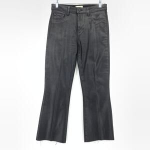 L'Agence Kendra High Rise Cropped Flare Jeans Womens Size 27 Coated Black